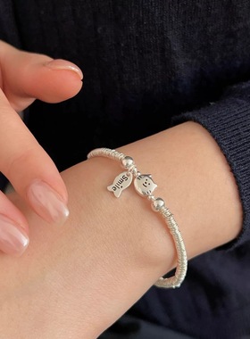 S925纯银猫鱼手链女轻奢小众精致小盘缠手串送女友生日礼物