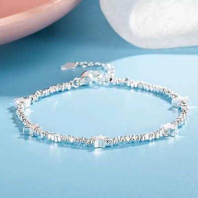 S925纯银星星碎银子手链女小众轻奢时尚手饰送女友生日礼物