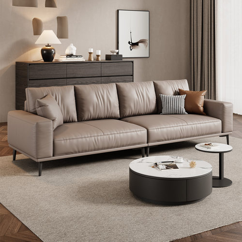 办公沙发真皮简约商务接待室会客区休闲办公室沙发茶几组合三人位