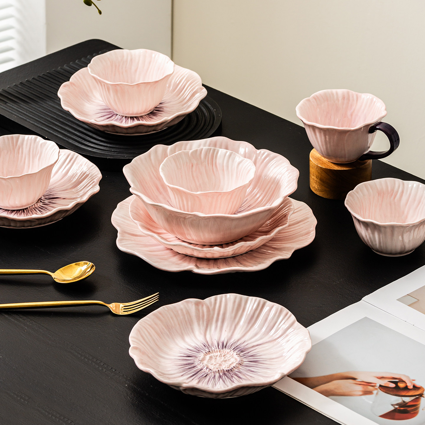 花卉家用高颜值陶瓷釉下彩餐具