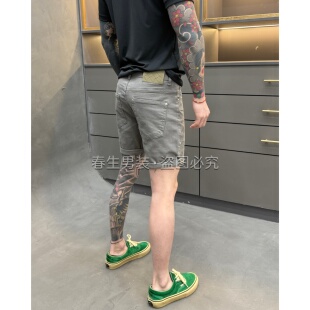 春生同款春季新款时尚休闲百搭净版修身男士纯色净版牛仔短裤2620
