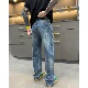 春季 直筒泼墨男士 新款 春生同款 时尚 休闲百搭净版 纯色牛仔裤 903