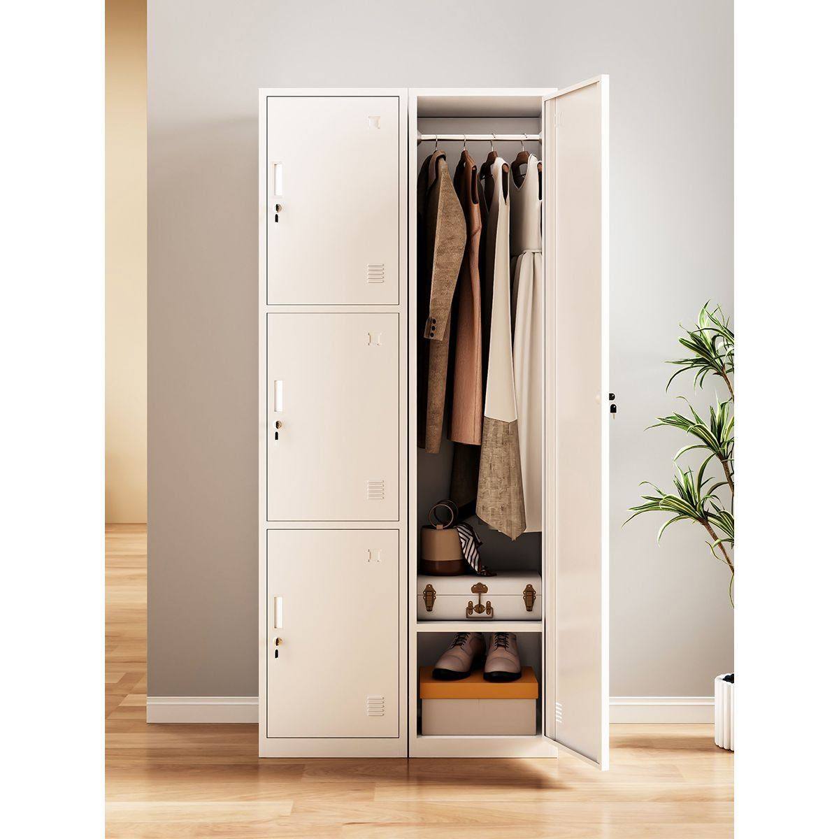 简易单门衣柜卧室防尘铁皮储物柜家用落地收纳柜组装加厚耐用衣橱,商业/办公家具,办公储物柜,淘宝优惠券,粉丝福利购,淘宝优惠卷