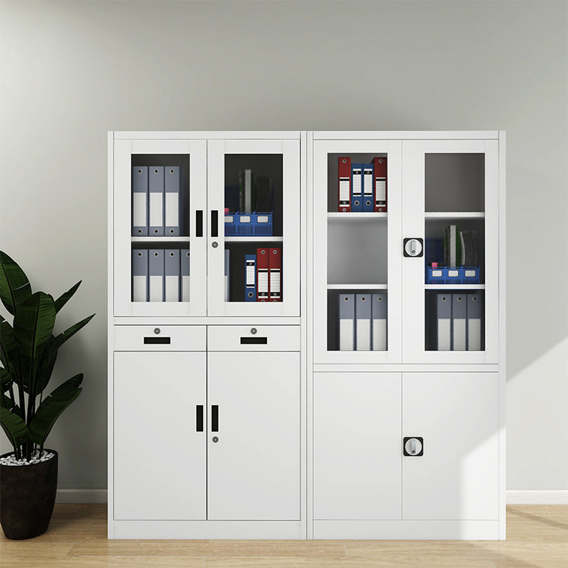 办公室文件柜加厚铁皮柜落地凭证柜储物柜子带锁玻璃门带层板,商业/办公家具,办公储物柜,淘宝优惠券,粉丝福利购,淘宝优惠卷