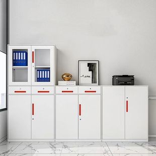 钢制拆装文件柜窄边铁皮柜转印更衣柜办公室档案柜矮柜凭证储物柜