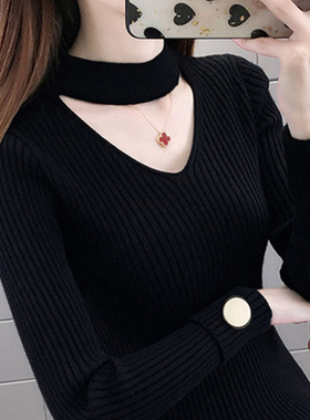 秋季针织衫女内搭上衣加厚长袖毛衣百搭洋气绿色打底衫女胖mm毛衫