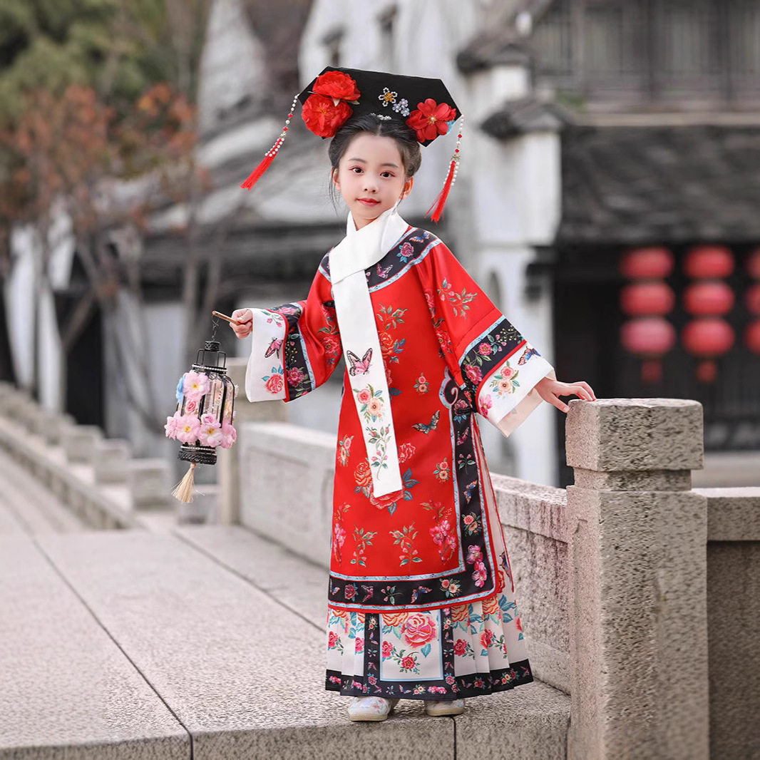 女童清朝服装沐言格格套装儿童满族公主宫廷清汉服饰故宫摄影服装