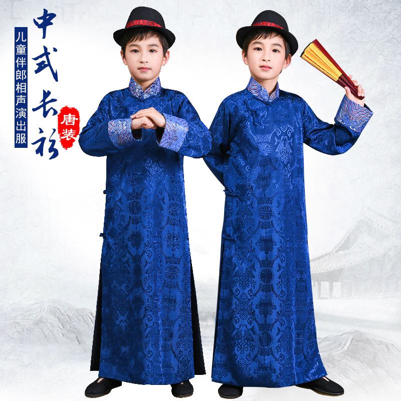 儿童中式长衫唐装马褂织