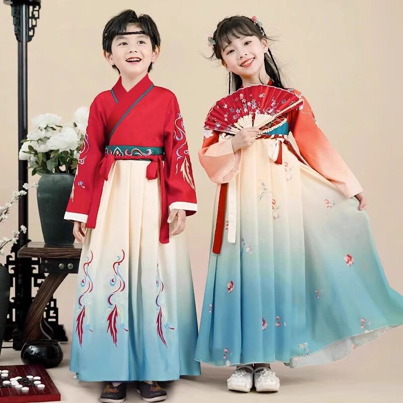 幼儿汉服读唐诗演出服古