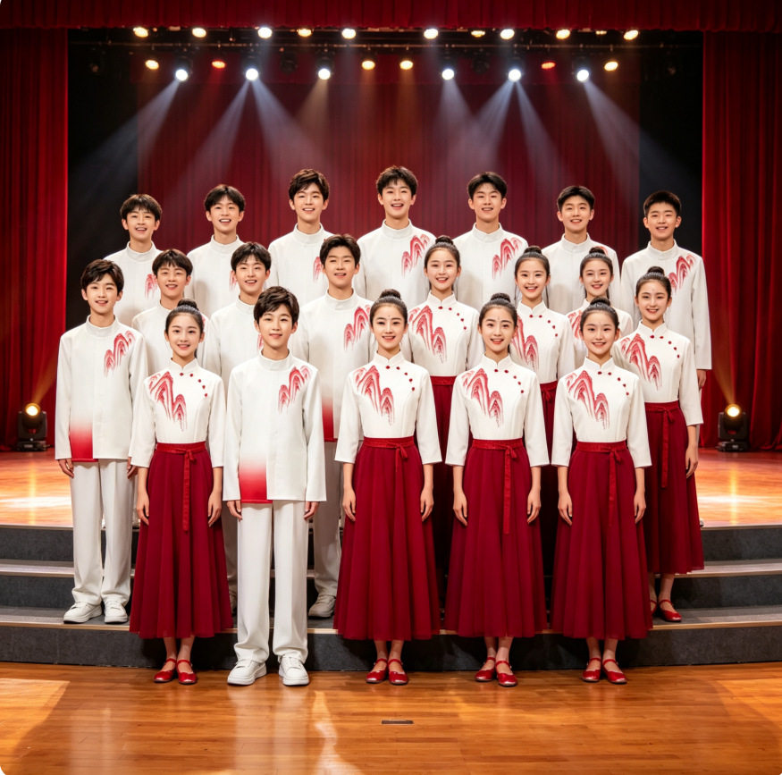 国庆儿童合唱团演出服男女童主持礼服小学生爱国朗诵比赛表演服装