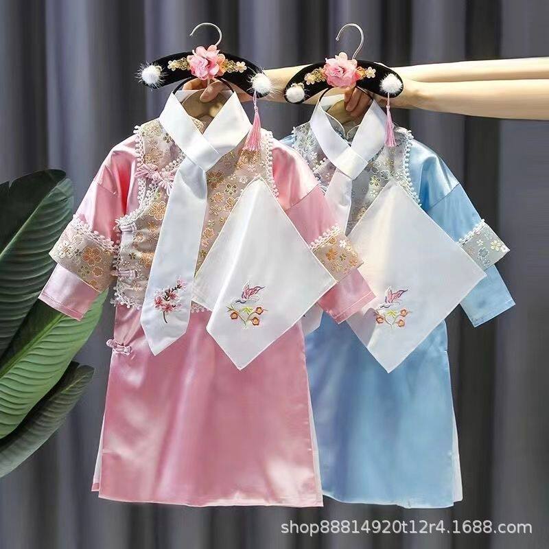 格格服清朝服饰女童还珠格格服装古装满族儿童有一个姑娘演出服女