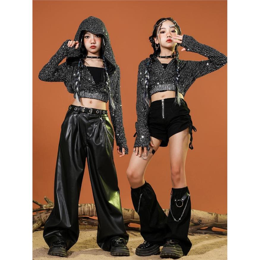 少儿爵士舞服装露脐女童