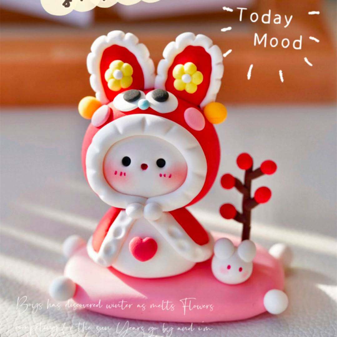 超粘土202兔手儿童工新年可爱兔黏年轻土画d26962iy兔子橡皮泥材