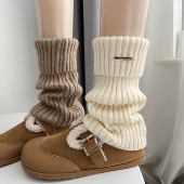秋冬宽松腿套日系少女百搭堆堆袜金属标袜套保暖针织鞋 套女秋冬