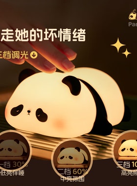可爱熊猫小夜灯床头卧室睡眠护眼寝室伴睡觉送儿童女生日礼物创意