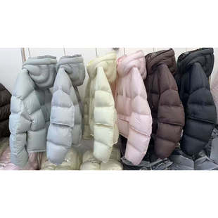 简约宽松方块立领连帽鹅绒服TK5410 白狐姐姐新款 呼呼严选专享