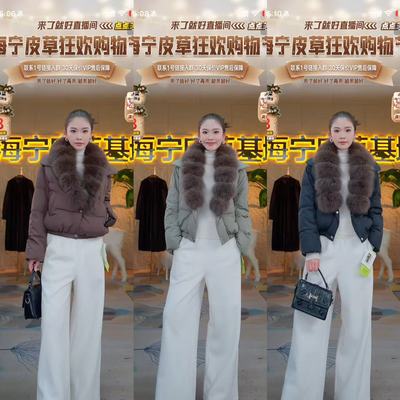 【来了就好】新款简约宽松狐狸毛门襟连帽鹅绒服 TK5117