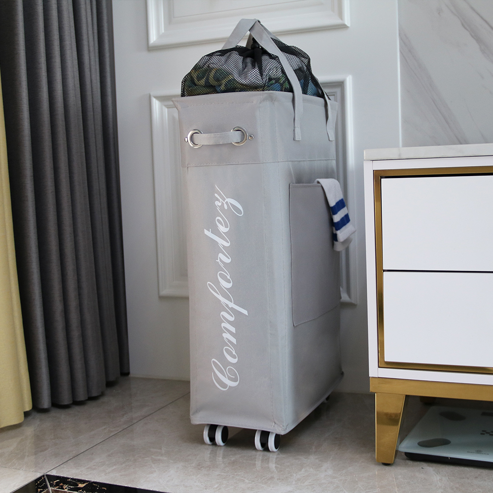 舒十大容量臟衣服折疊帶輪洗衣籃