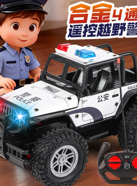 合金警车越野遥控车玩具