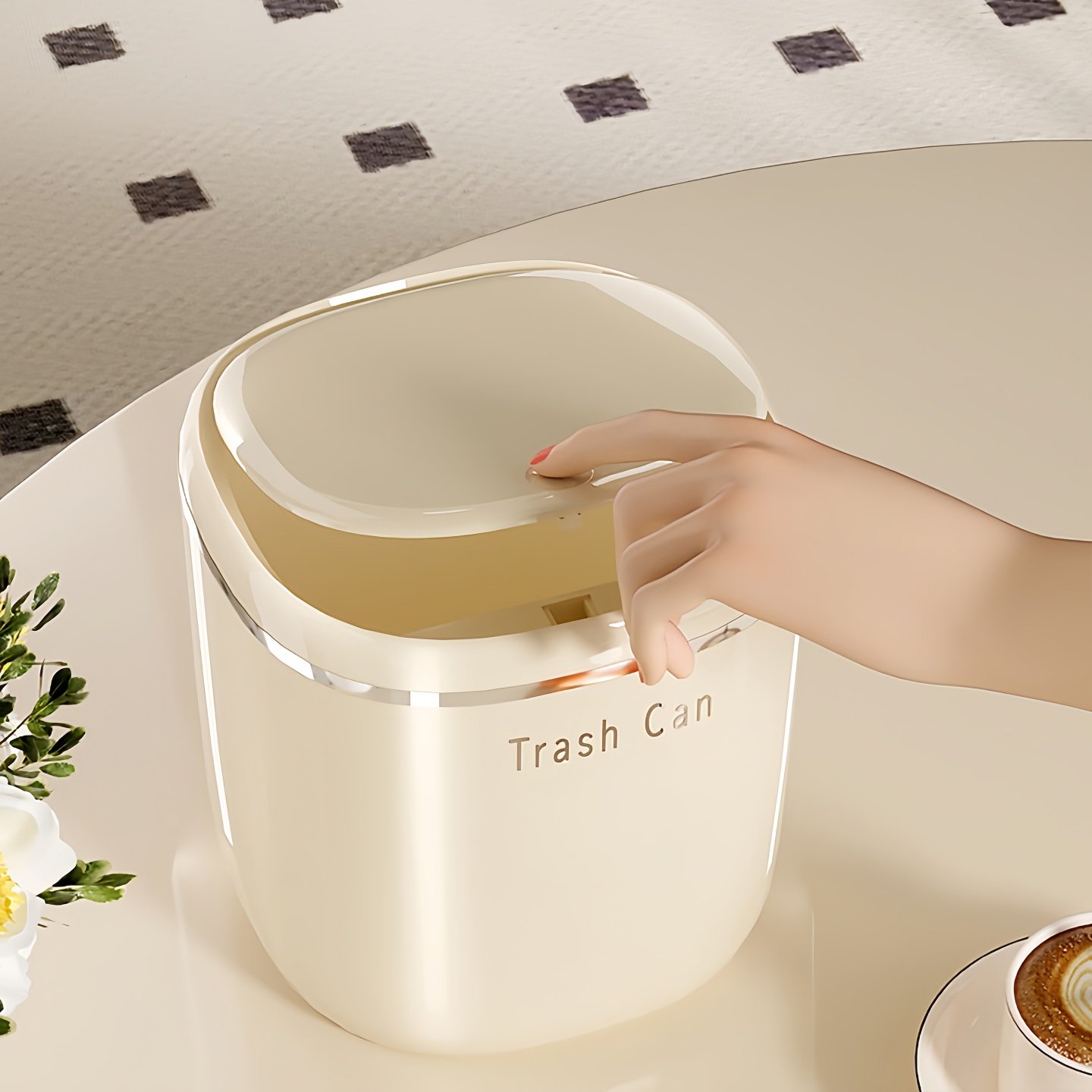 桌面垃圾桶家用车载轻奢杂物桶可爱床头收纳桶垃圾篓带盖小号迷你
