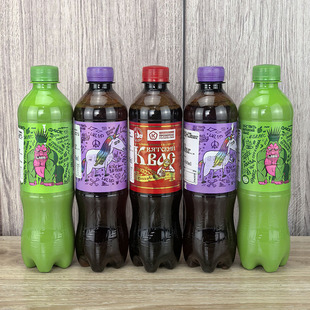 俄罗斯格瓦斯5瓶*500ml三古维吉BK黑麦面包饮料进口黑加仑青柠味