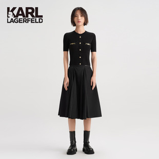 毛黑色套头针织衫 KARL LAGERFELD卡尔拉格斐春新款 女士短款 老佛爷