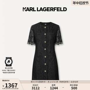 蕾丝小黑裙老佛爷 连衣裙流苏袖 LAGERFELD卡尔拉格斐24春夏款 KARL