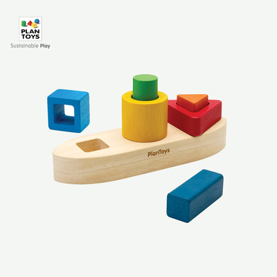 plantoys分类小船儿童颜色形状认知玩具蒙氏早教教具益智木质玩具