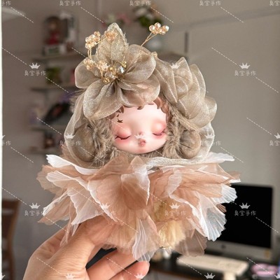 原创手作sp光织园沐沐裙子花朵娃衣发圈衣服套装发饰配件搪胶玩偶