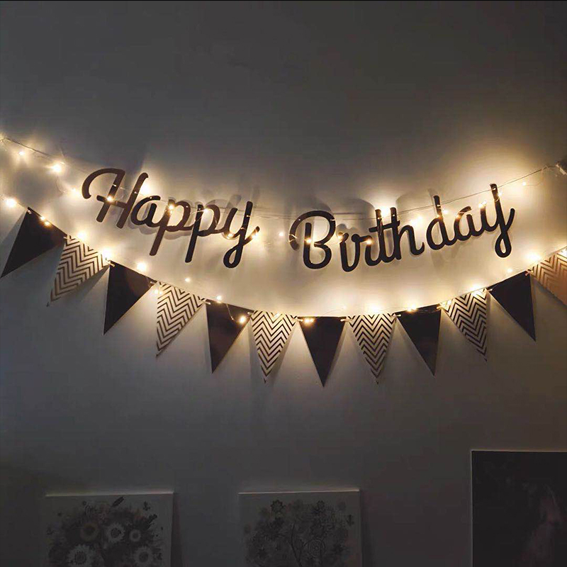 生日快乐横幅拉条会场布置装饰女孩子ins风生日快乐装饰字挂旗.