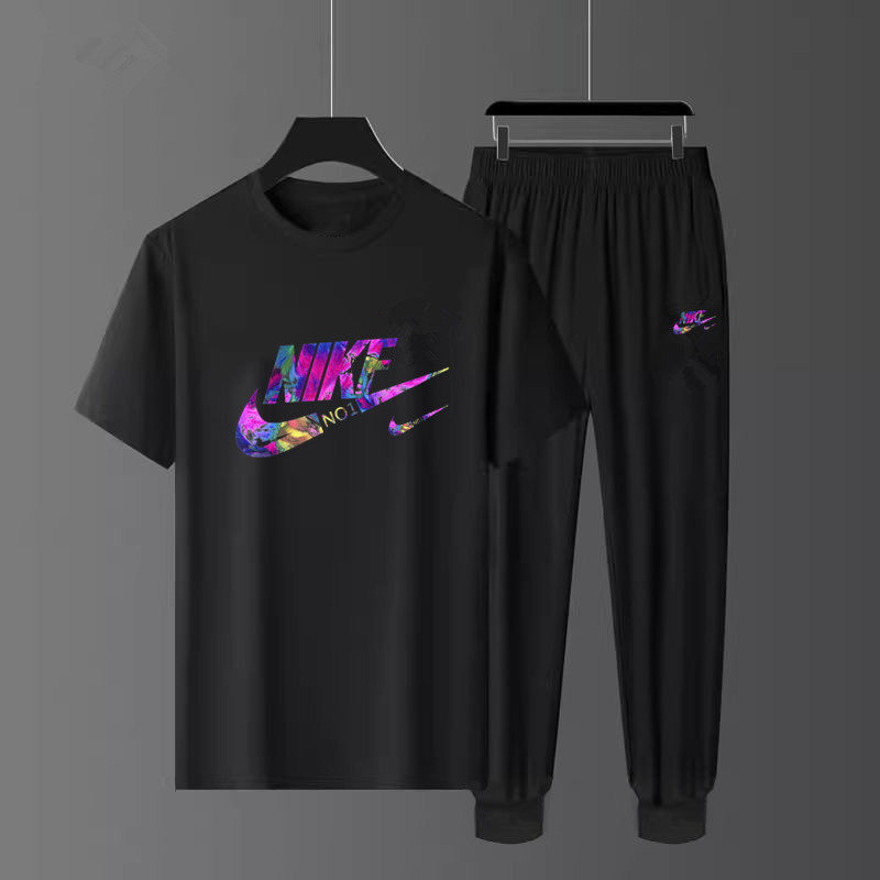 NK纯棉潮美式痞帅T恤潮流重磅男款日常夏季圆领宽松短袖长裤套装,男装,休闲运动套装,淘宝优惠券,粉丝福利购,淘宝优惠卷
