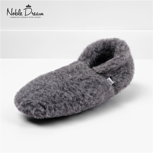 NobleDream新西兰进口羊毛居家舒适保暖包跟软底拖鞋 地板休闲鞋