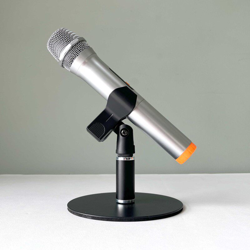 麦克风话筒桌面支架全金属加重圆盘底座会议直播有线无线麦通用夹