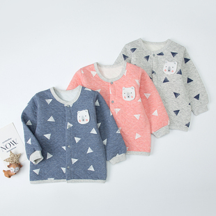 宝宝夹棉保暖外套婴儿外套长袖圆领秋冬上衣男童外套秋冬款