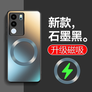 适用vivos17手机壳男s15e保护套女s17t新款 magsafe磁吸s16pro磨砂镜头全包防摔V2285A高级vivi硅胶简约防指纹