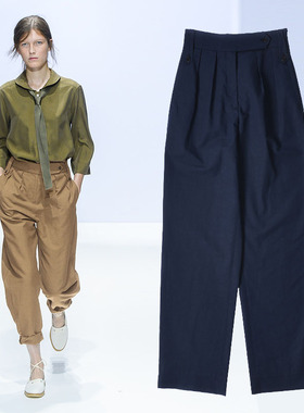 新款画册款英版春秋裤子MHL显瘦高腰显腿长休闲裤直筒裤阔腿裤女