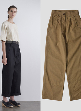 新款MHL 日韩24SS高腰纯棉帅气中性宽松显瘦休闲直筒工装裤女bf风