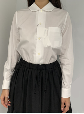 CDG 风白色 胸前口袋 尖领/圆领娃娃领春装百搭女士长袖 衬衫
