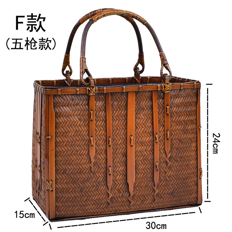 竹子包手工编织包日式竹编包包女竹子手提包竹编织篮子茶具收纳包