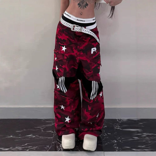 Spicy girl loose casual pants 迷彩嘻哈BF工装裤辣妹宽松长裤女