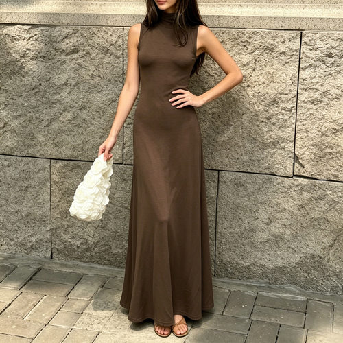 French slim fit high neck vest dress 法式修身高领背心连衣裙