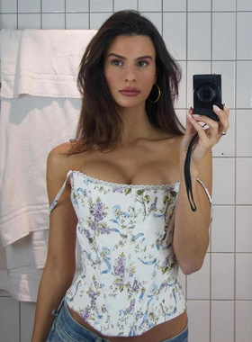 French fishbone camisole top 法式鱼骨吊带上衣性感束腰胸衣女