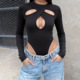 top Sexy 辣妹性感圆领镂空紧身连体衣 tight fitting hollow out
