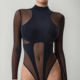 top Sexy 性感网纱拼接透视连体上衣 see through mesh patchwork
