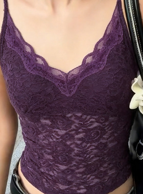 Sexy purple lace camisole vest性感女人风紫色蕾丝设计吊带上衣