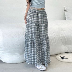 Plaid skirt复古格纹学院风半身裙甜美少女风A字裙 college style