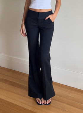 Spicy girl low waisted suit pants 黑色西装裤女辣妹低腰微喇裤