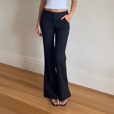 Spicy girl low waisted suit pants 黑色西装裤女辣妹低腰微喇裤