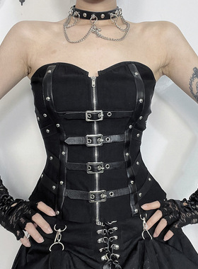 Sexy fishbone strapless vest性感辣妹百搭鱼骨抹胸皮扣小背心女