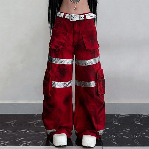 Women's straight leg casual pants 宽松口袋工装裤女跳舞休闲裤